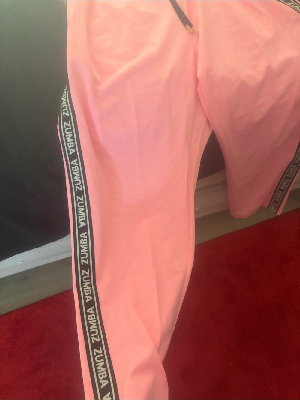 Zumba Fitness Pink Track Pants with Black Logo Side Tape